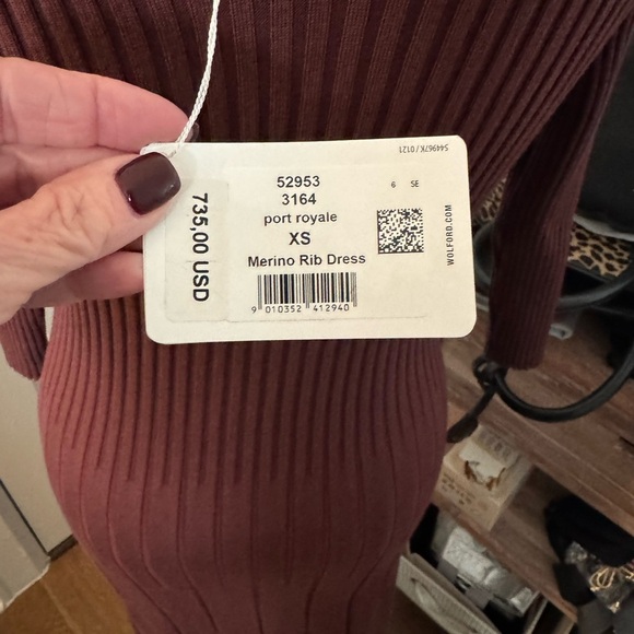 Wolford Elegant Burgundy Knit Midi Dress SZ XS NWT - Picture 8 of 12